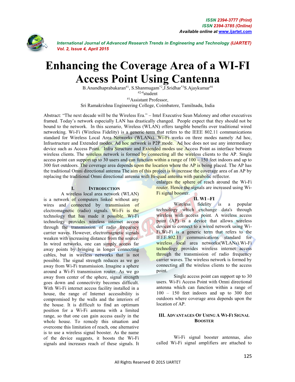 Enhancing the Coverage Area of a WI-FI Access Point Using Cantenna