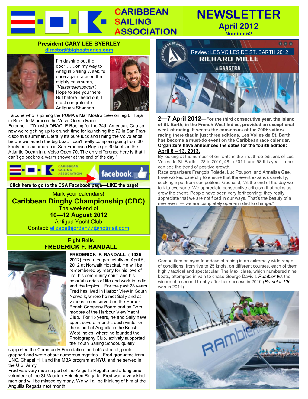 NEWSLETTER April 2012 Number 52