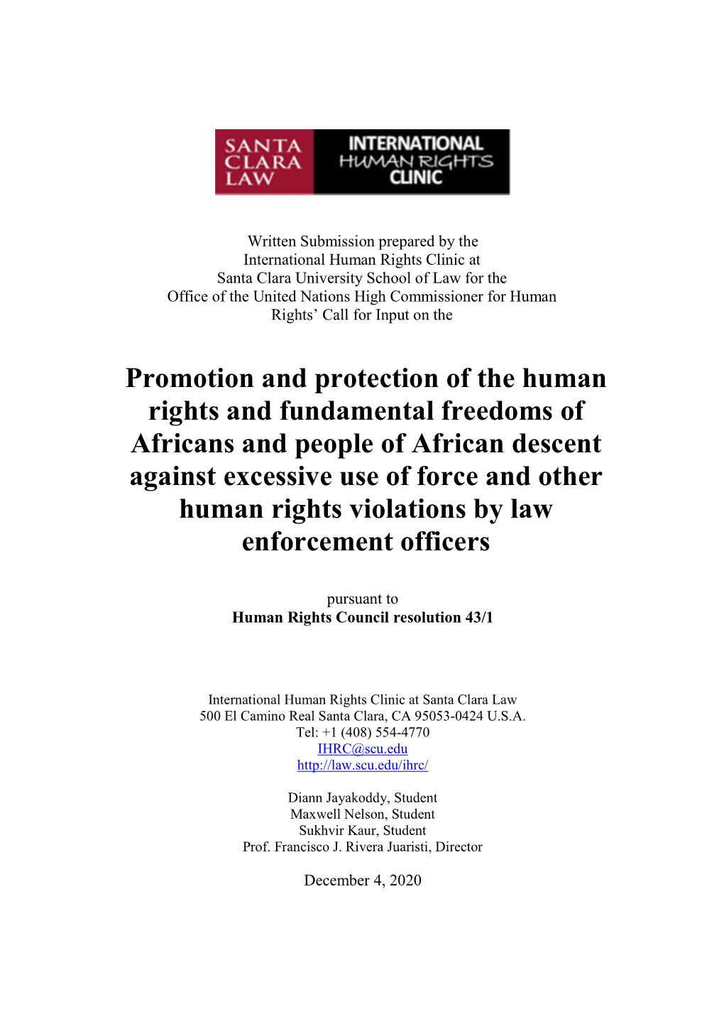 Promotion and Protection of the Human Rights and Fundamental