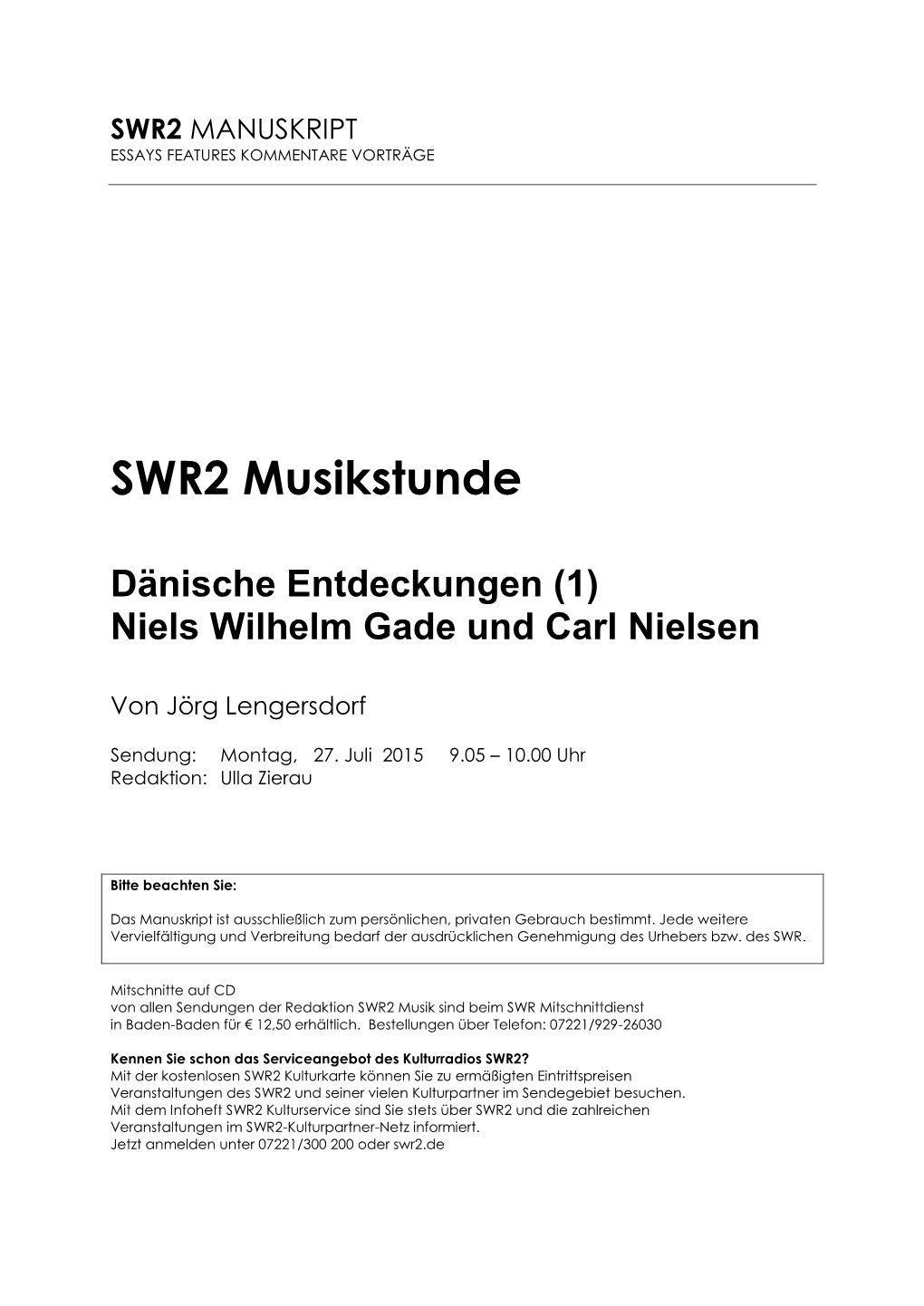 SWR2 Musikstunde