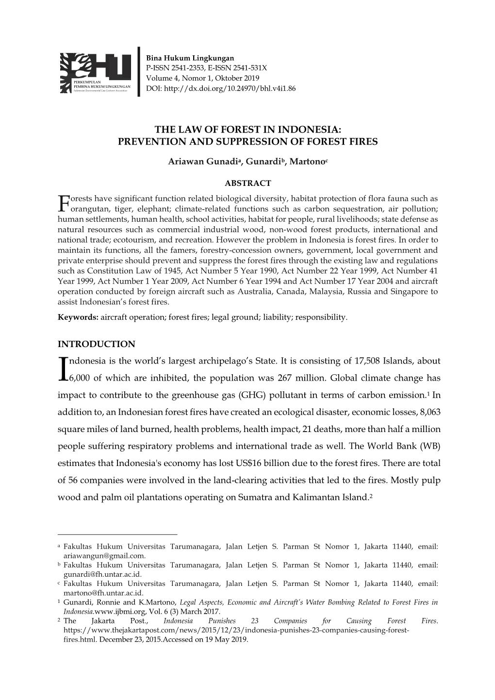 Prevention and Suppression of Forest Fires