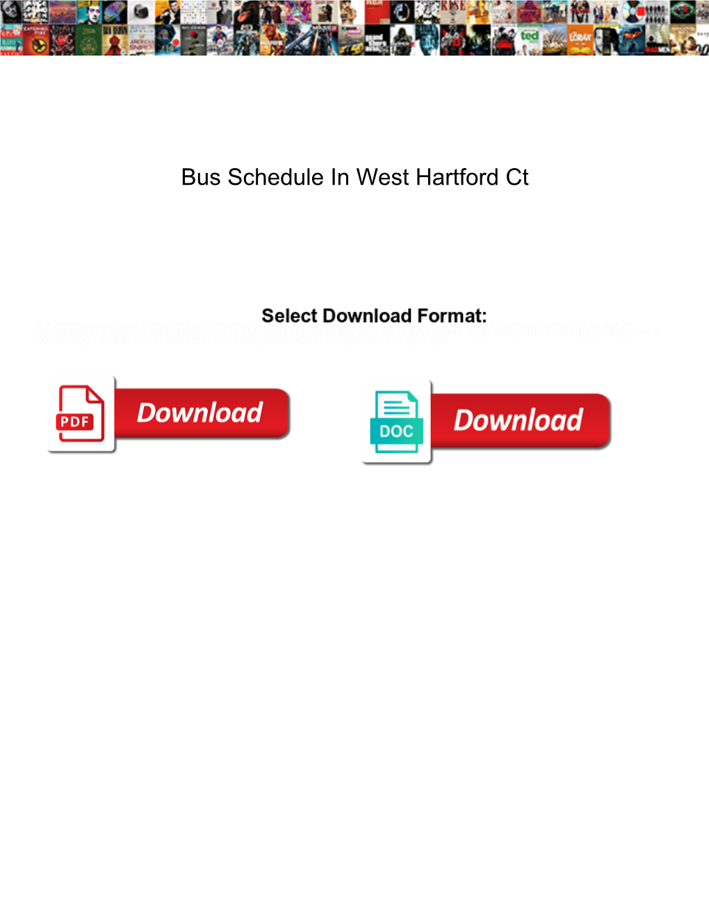 Bus Schedule in West Hartford Ct