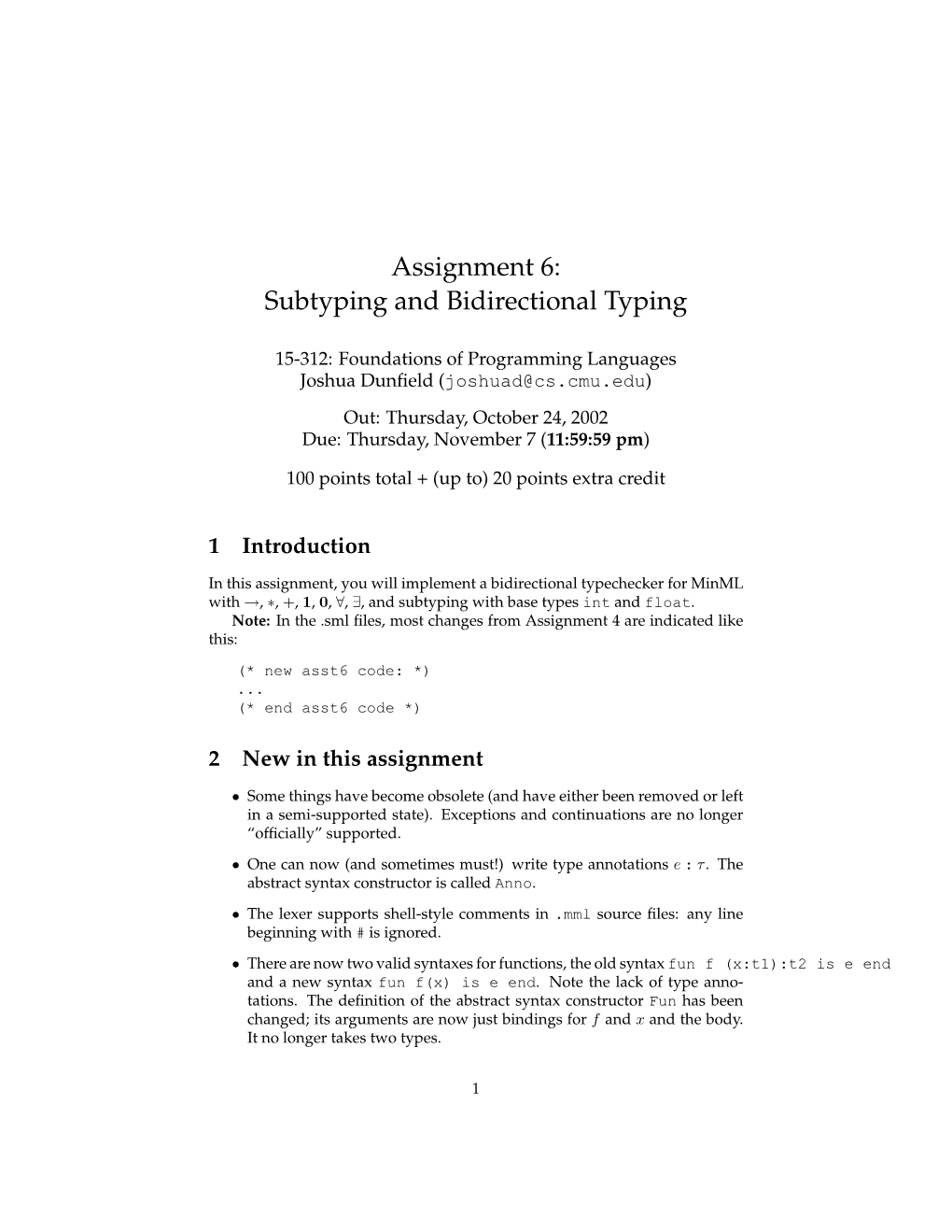 Assignment 6: Subtyping and Bidirectional Typing