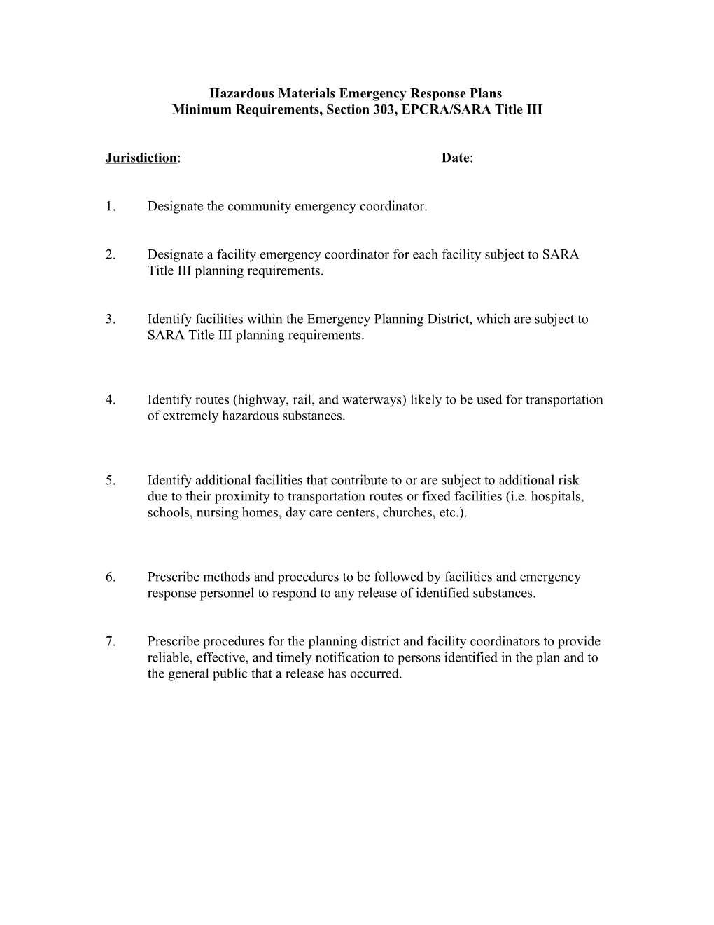 Hazardous Materials Emergency Response Plans