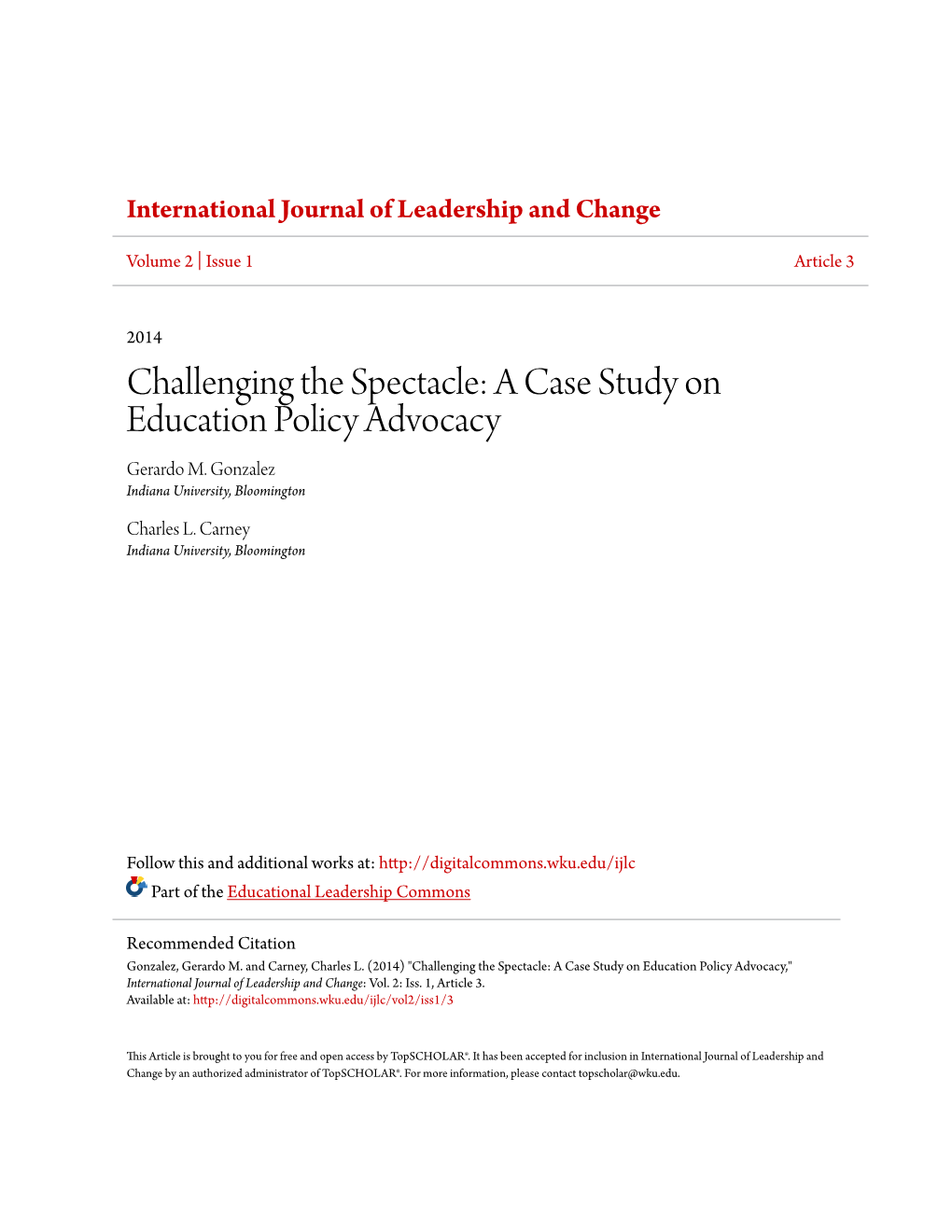 A Case Study on Education Policy Advocacy Gerardo M