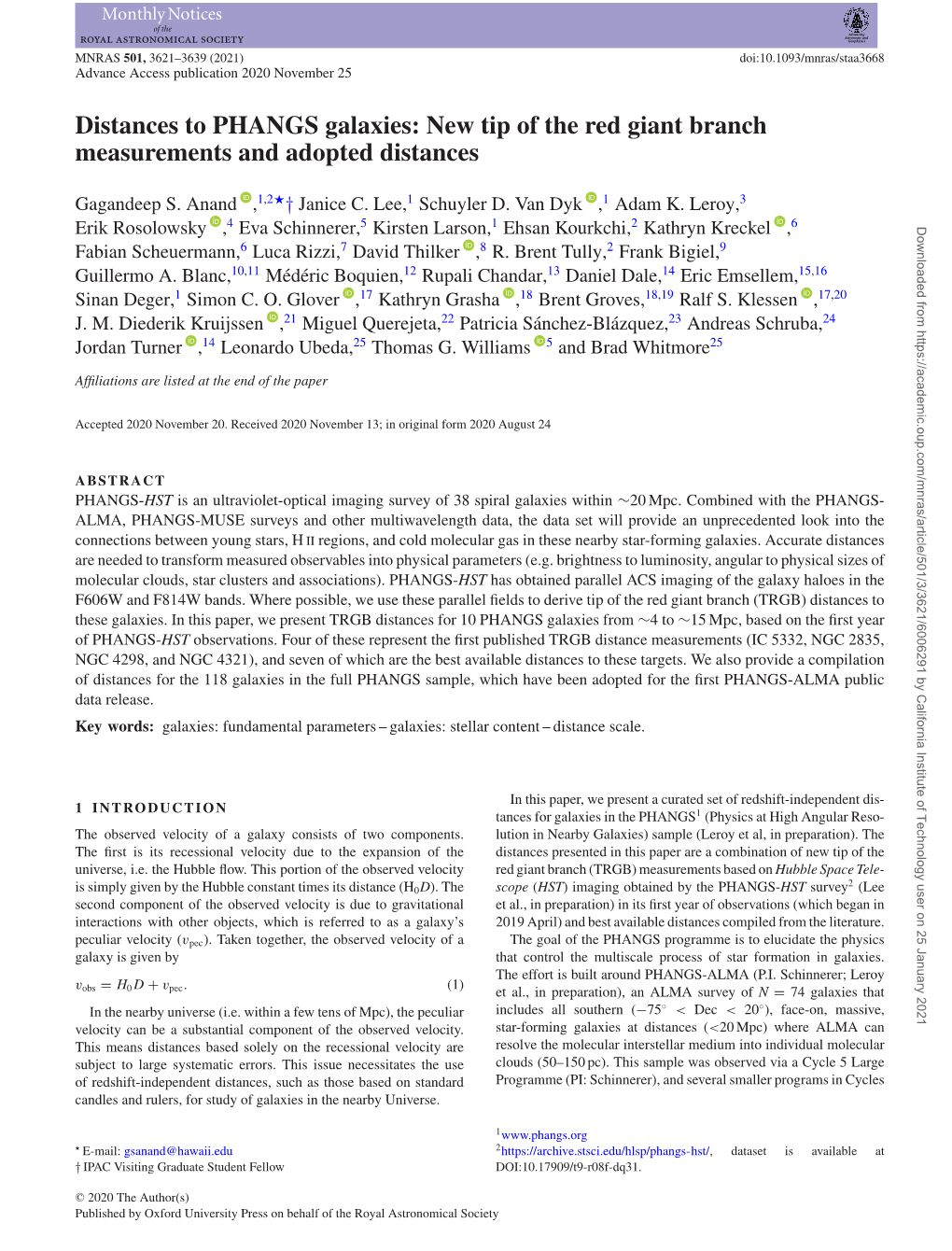 Distances to PHANGS Galaxies: New Tip of the Red Giant Branch Measurements and Adopted Distances