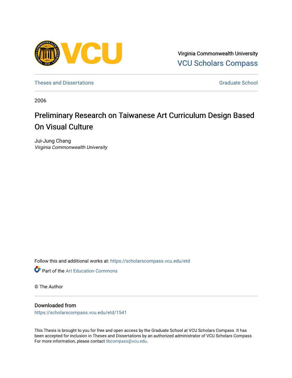 Preliminary Research on Taiwanese Art Curriculum Design Based on Visual Culture