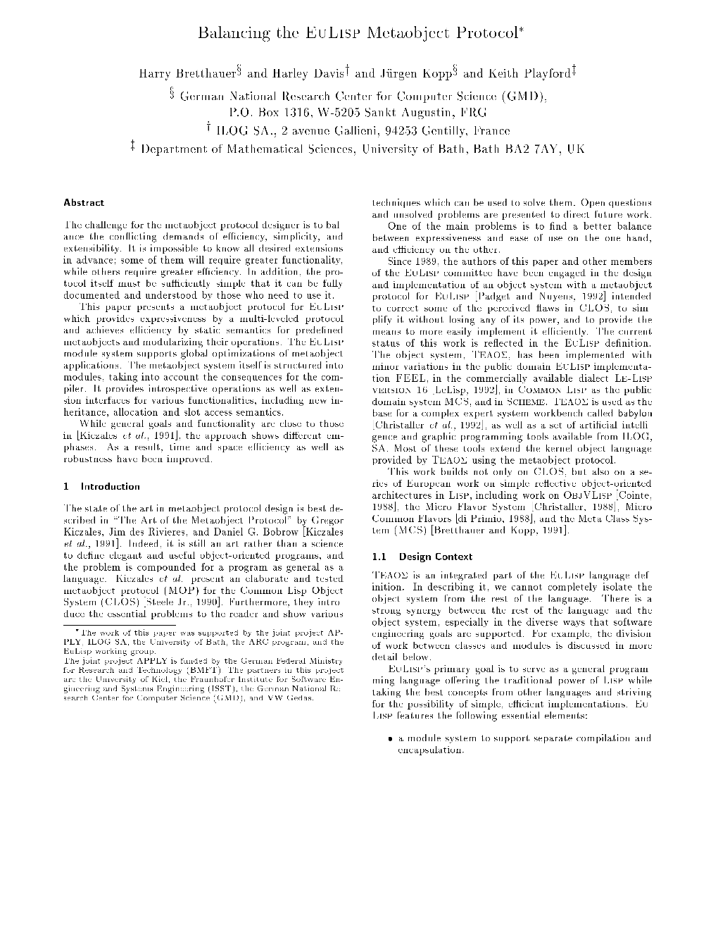 Balancing the Eulisp Metaobject Protocol