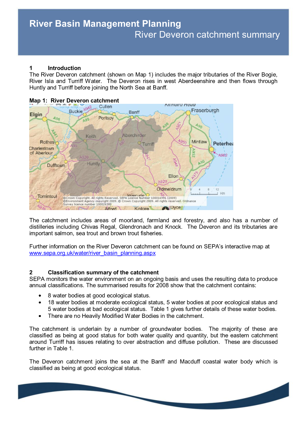 River Basin Management Planning River Deveron Catchment Summary