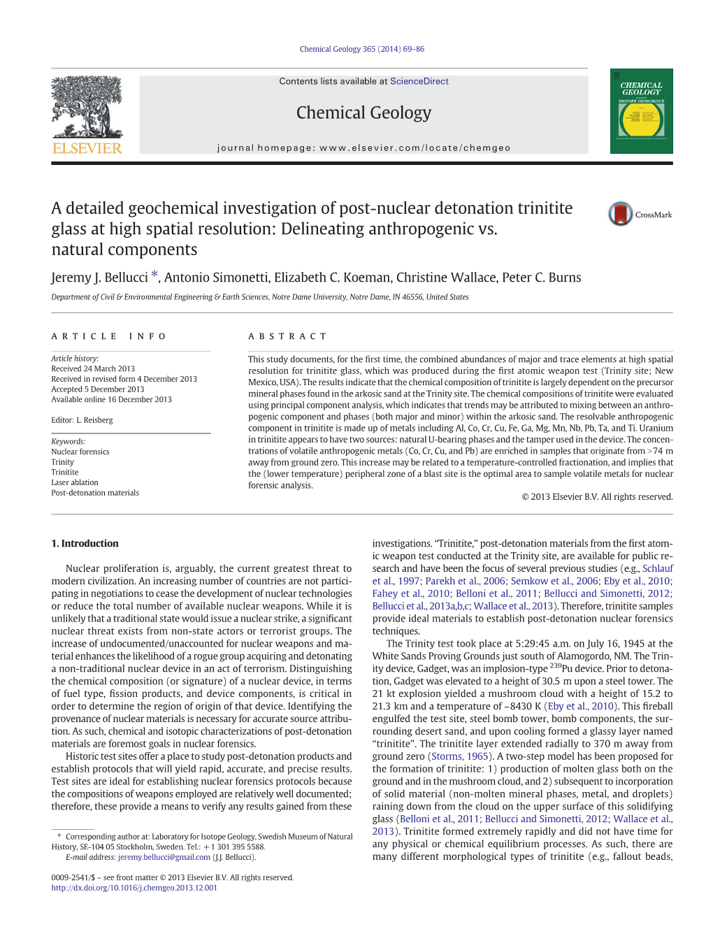 A Detailed Geochemical Investigation of Post-Nuclear Detonation Trinitite Glass at High Spatial Resolution: Delineating Anthropogenic Vs