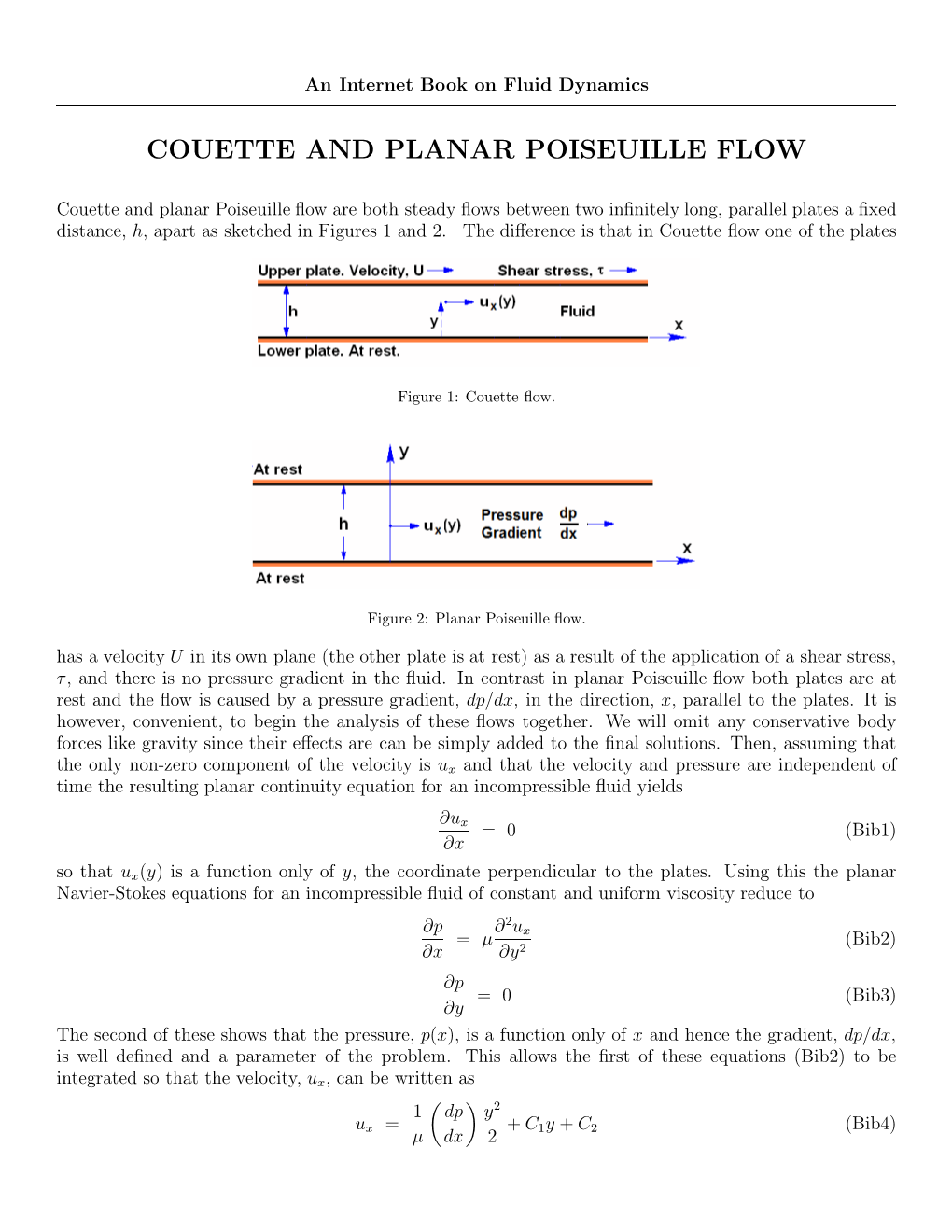 Couette and Planar Poiseuille Flow