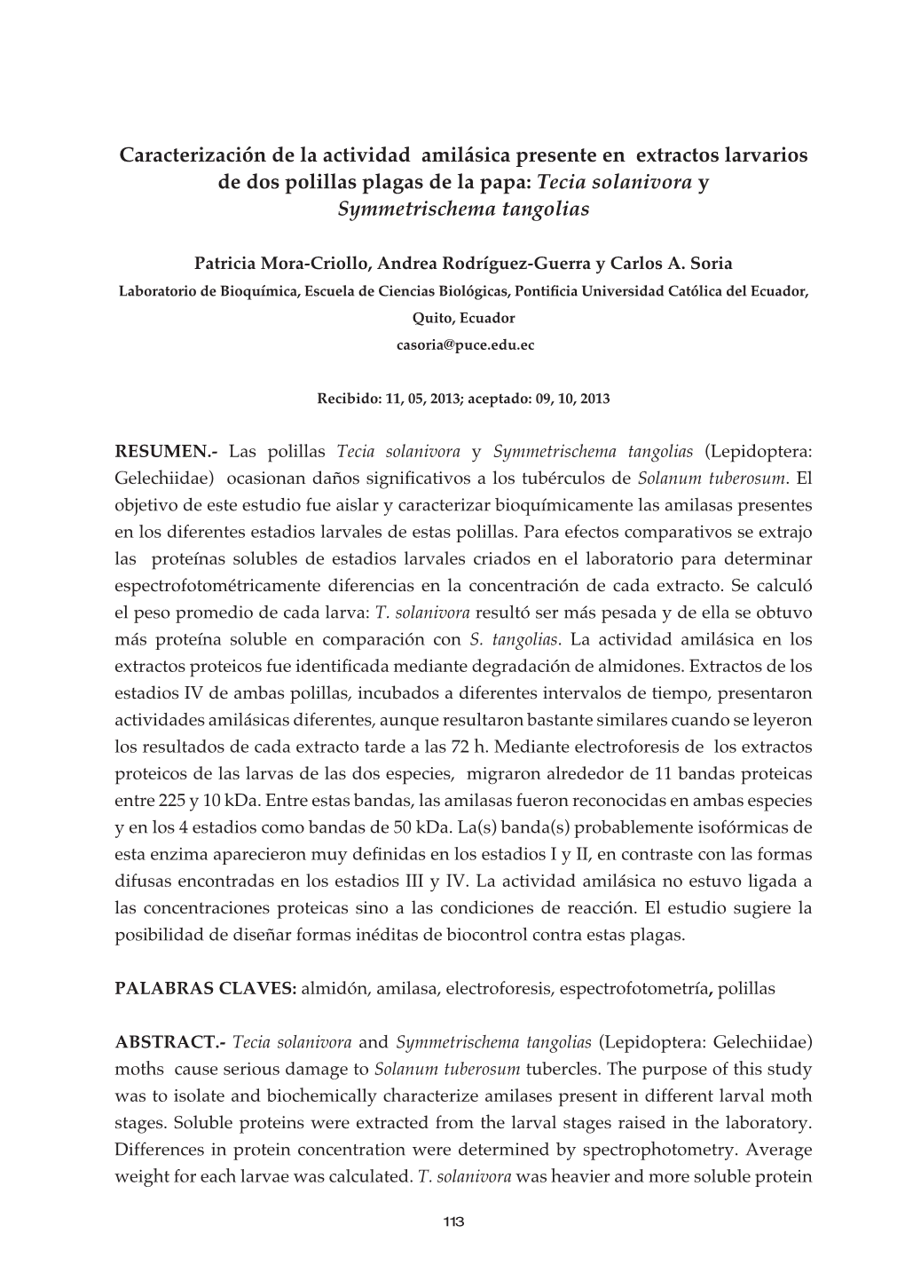 Tecia Solanivora Y Symmetrischema Tangolias