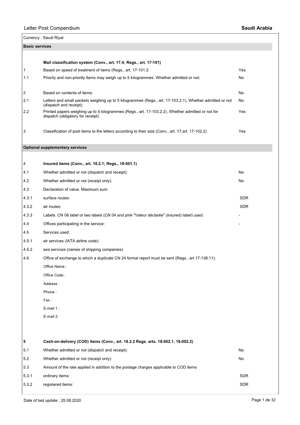 Letter Post Compendium Saudi Arabia