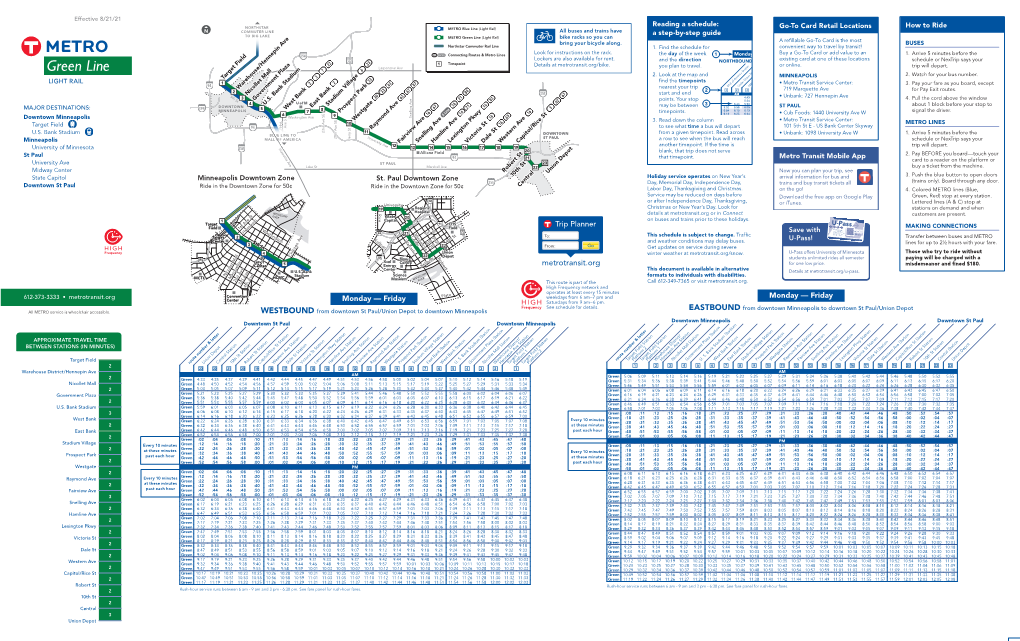 METRO Green Line(Light Rail) Bi�E Rac�S So You Can Brin� Your Bicycle Alon�� a Refillable Go-To Card Is the Most BUSES Northstar �Ommuter Rail Line 1