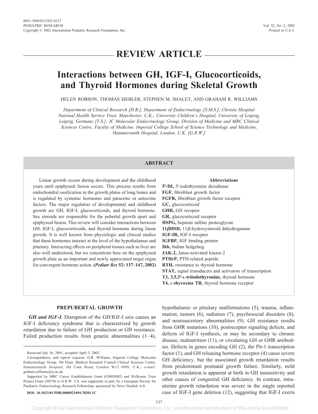 REVIEW ARTICLE Interactions Between GH, IGF-I, Glucocorticoids