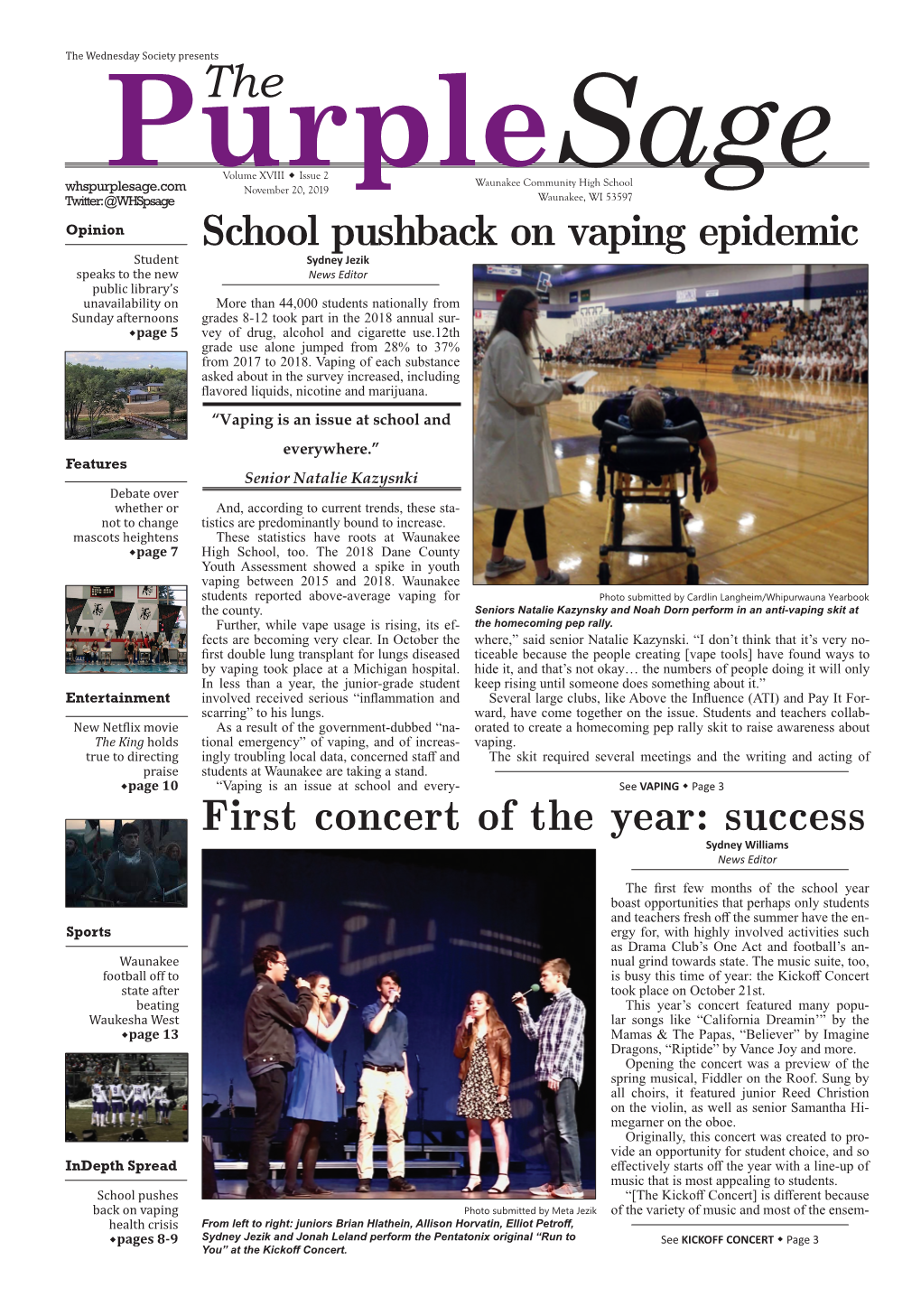 School Pushback on Vaping Epidemic First Concert of the Year: Success