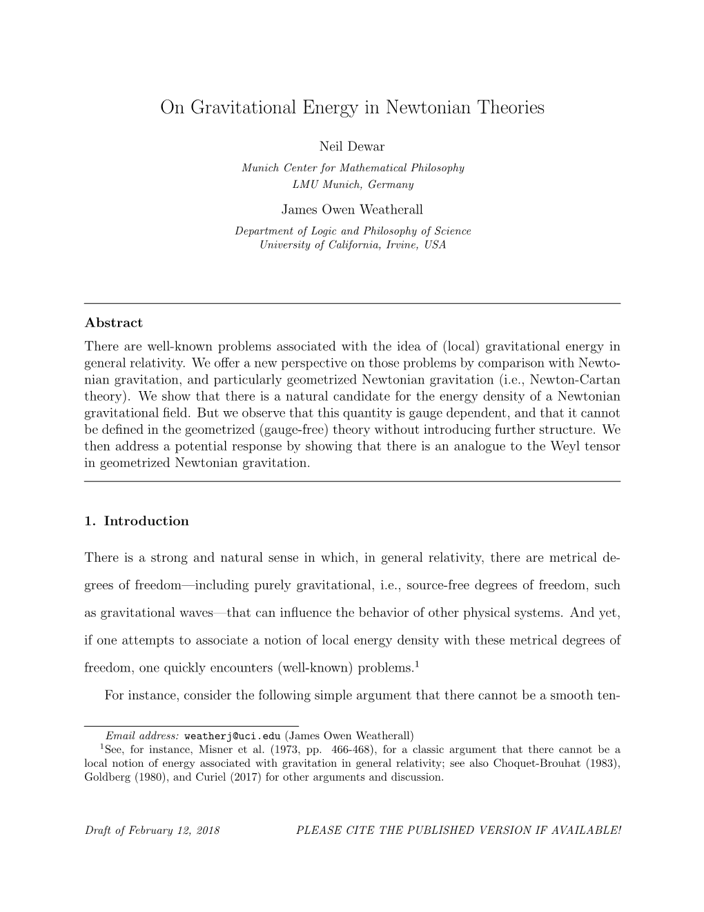 On Gravitational Energy in Newtonian Theories