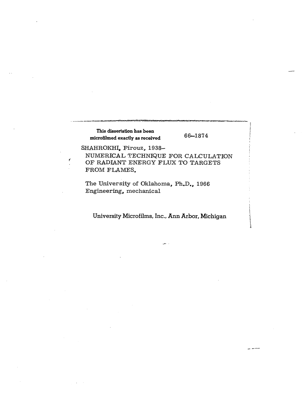 Numerical Technique for Calculation of Radiant Energy Flux to Targets from Flames