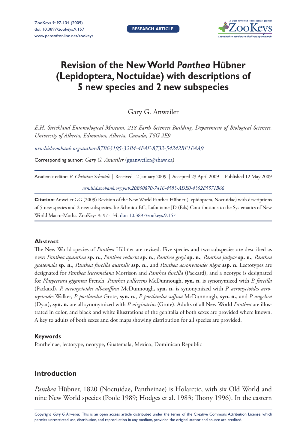 Lepidoptera, Noctuidae) with Descriptions of 5 New Species and 2 New Subspecies