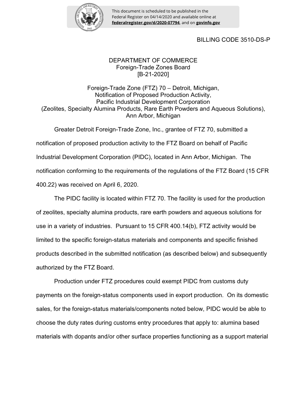 Foreign-Trade Zone (FTZ)