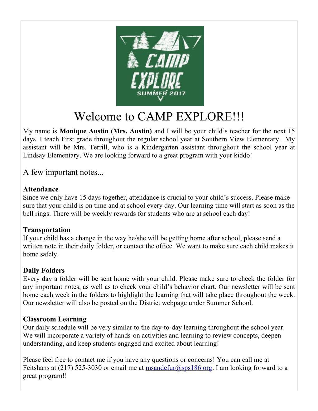 Welcome to CAMP EXPLORE