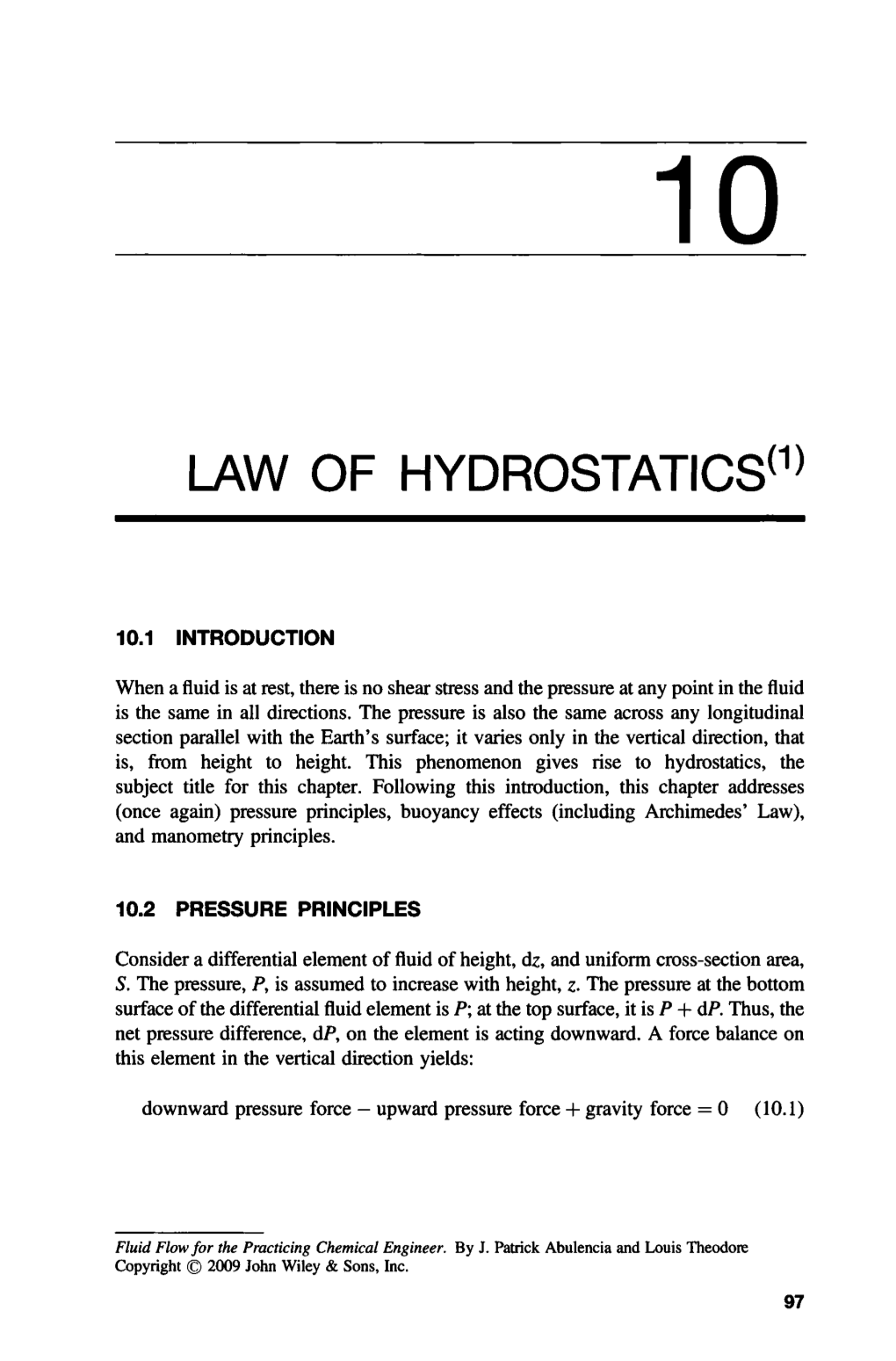 Law of Hydrostatics‘’)