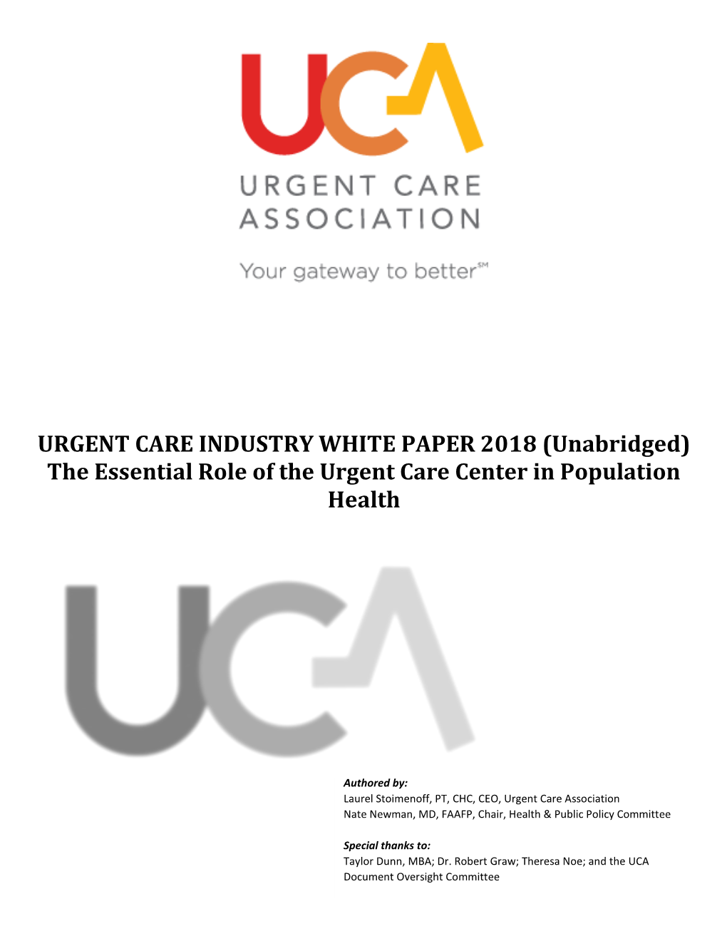 The Essential Role of the Urgent Care Center in Population Health