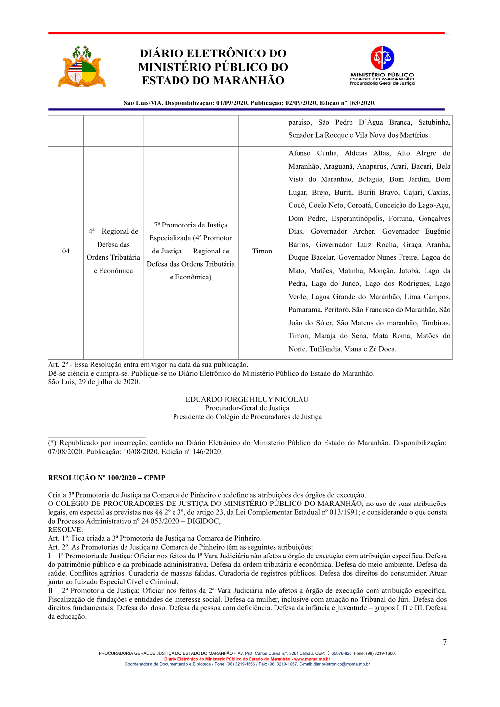 Resolução Nº 100/2020-Cpmp, De 26 De Agosto De 2020