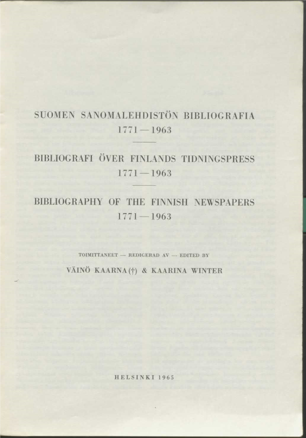 Bibliografi Över Finlands Tidningspress Bibliography