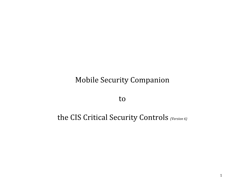 Mobile Security Companion to the CIS Critical Security Controls (Version 6)