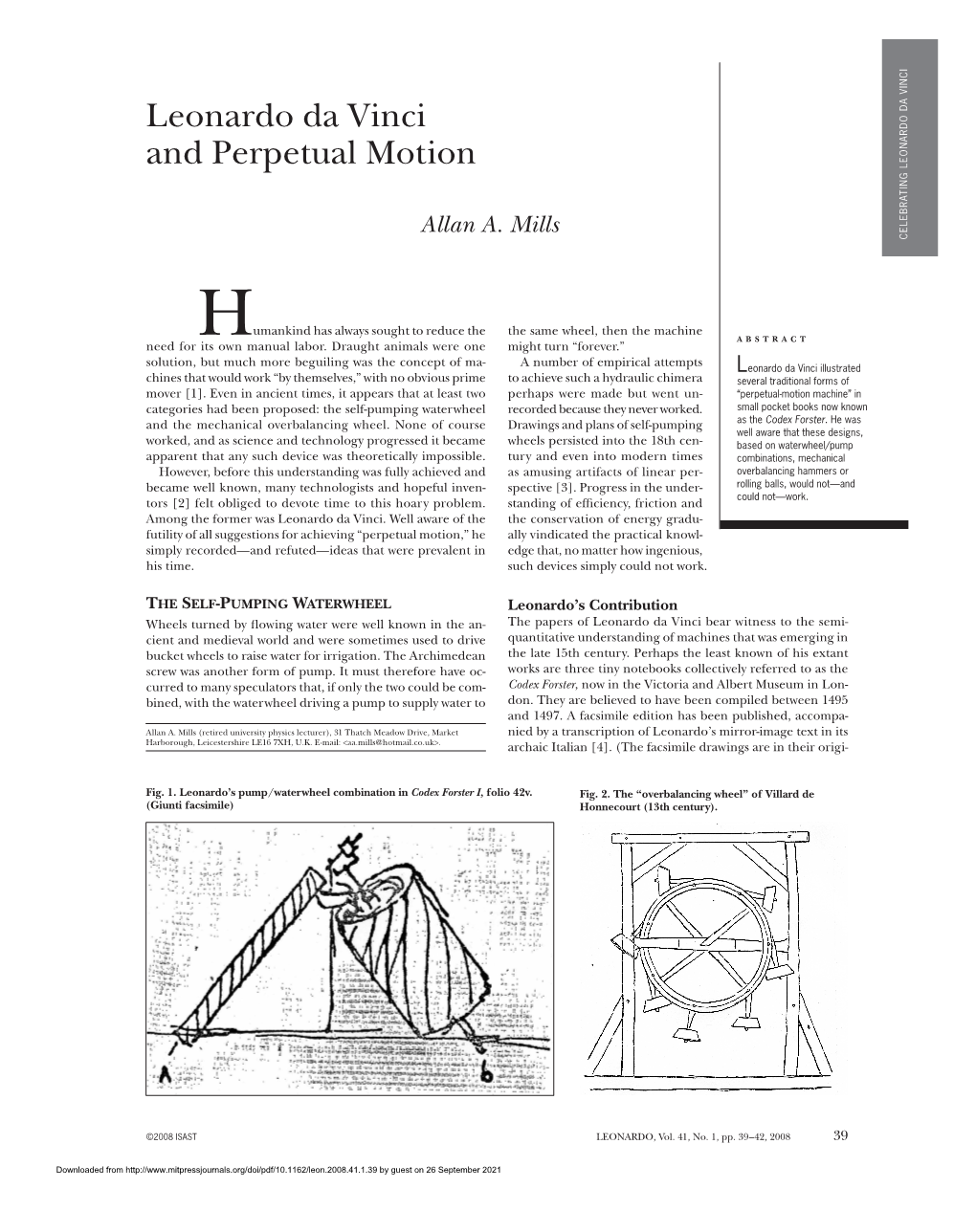 Leonardo Da Vinci and Perpetual Motion