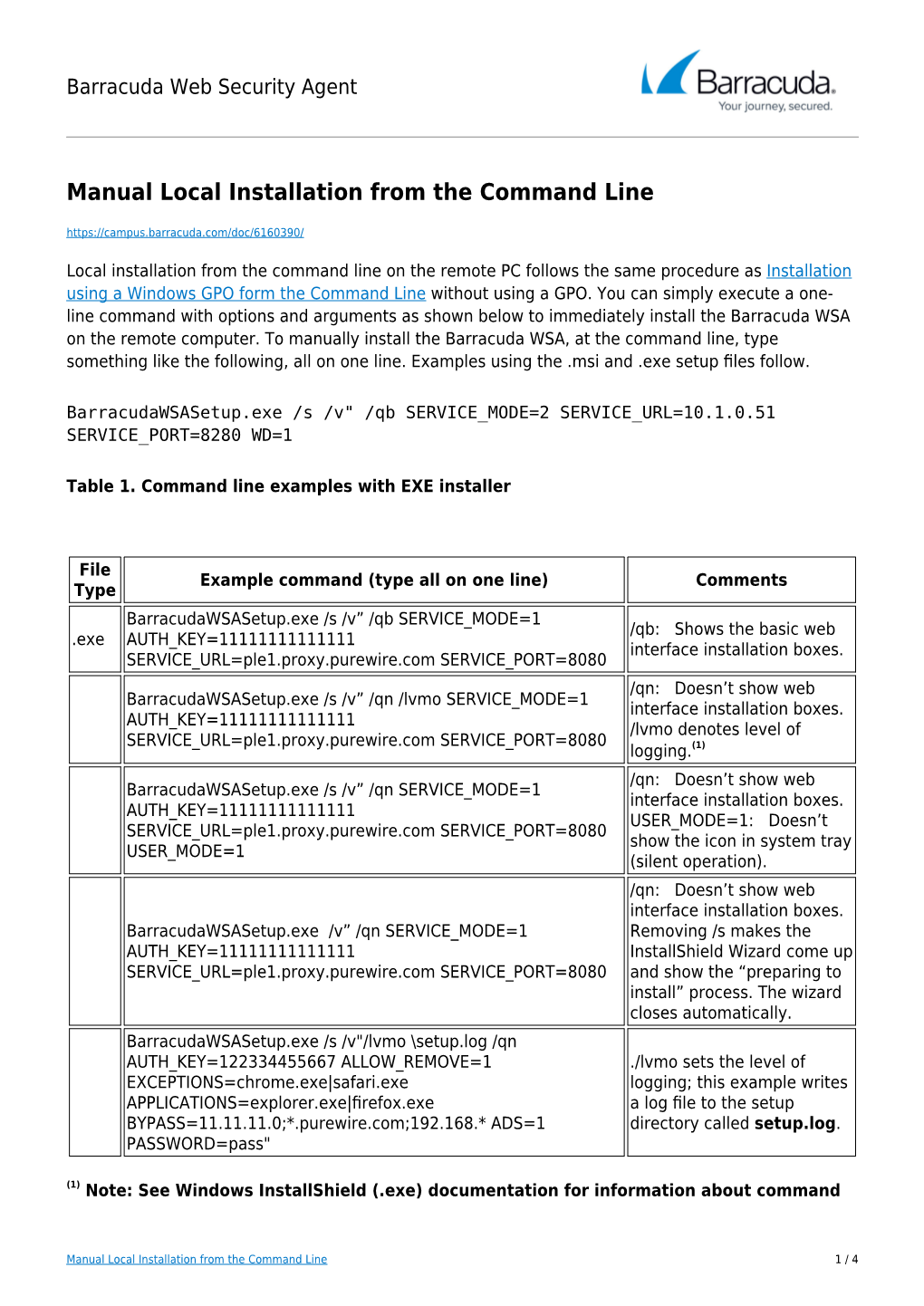 Manual Local Installation from the Command Line