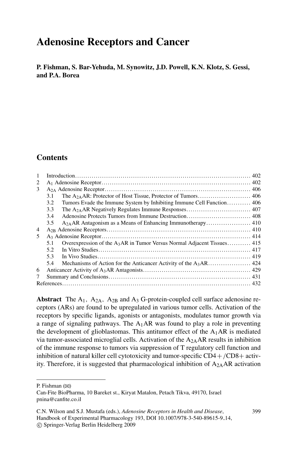 Adenosine Receptors and Cancer