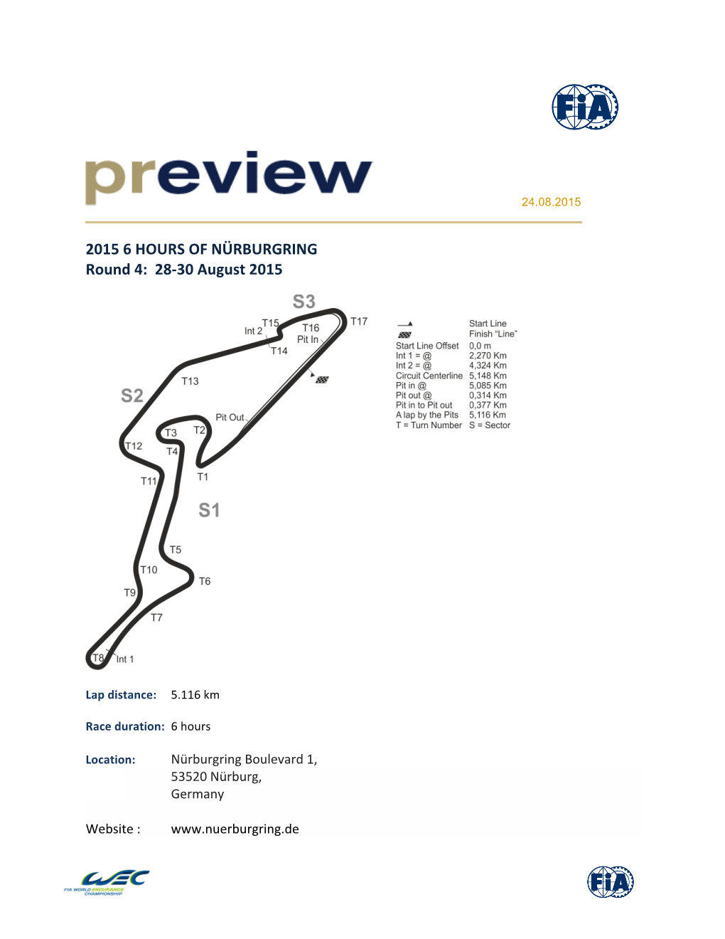 2015 6 HOURS of NÜRBURGRING Round 4: 28-30 August 2015