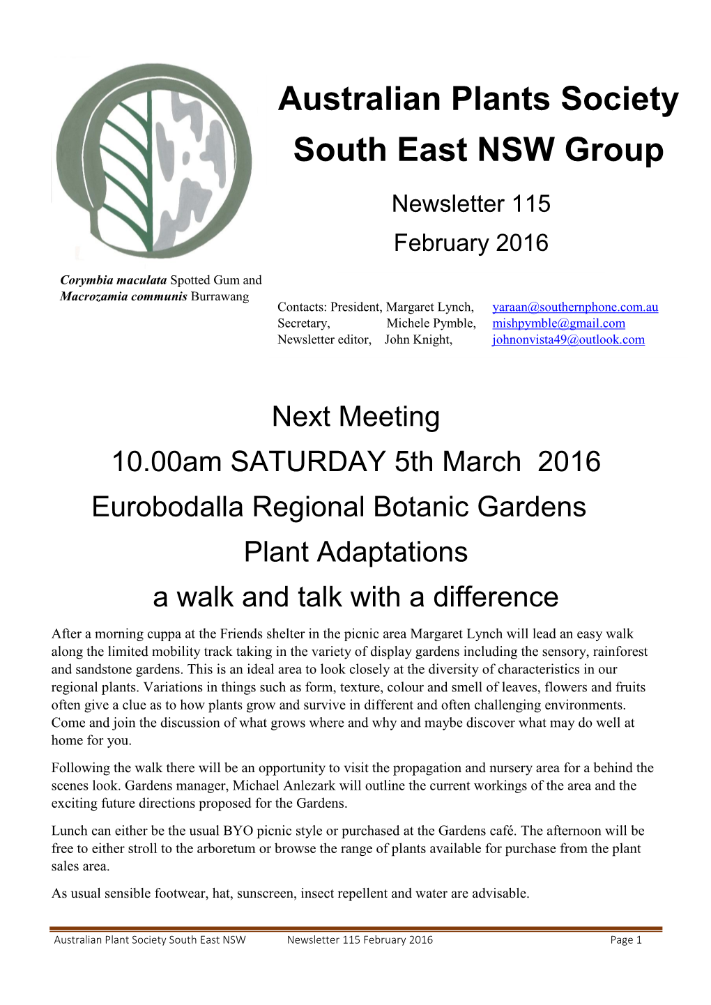 Australian Plants Society South East NSW Group