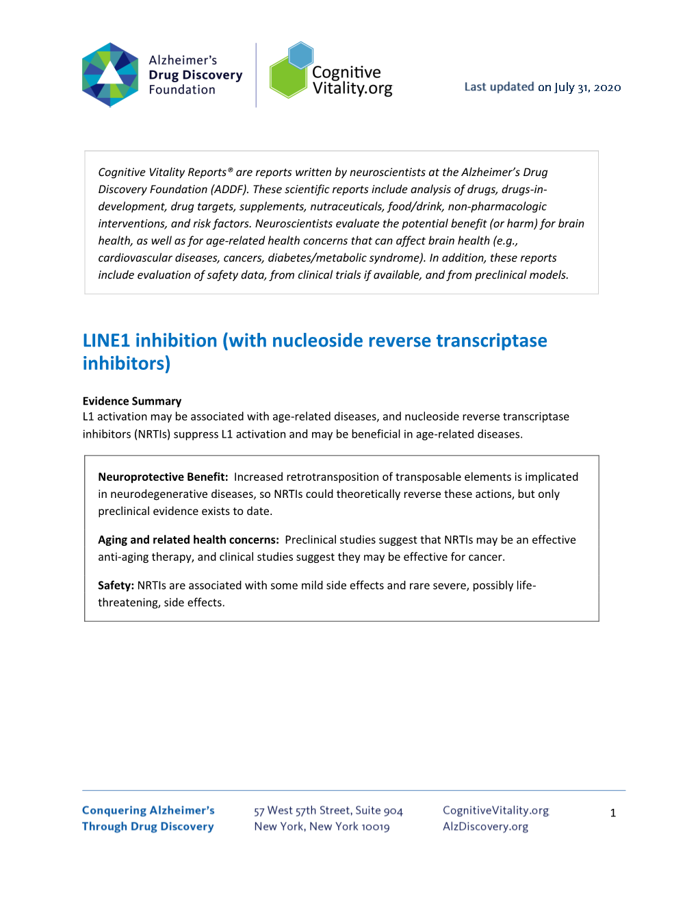 LINE1 Inhibition (With Nucleoside Reverse Transcriptase Inhibitors)