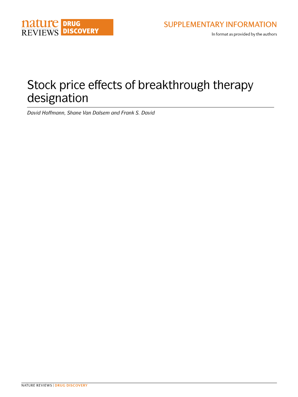 Stock Price Effects of Breakthrough Therapy Designation