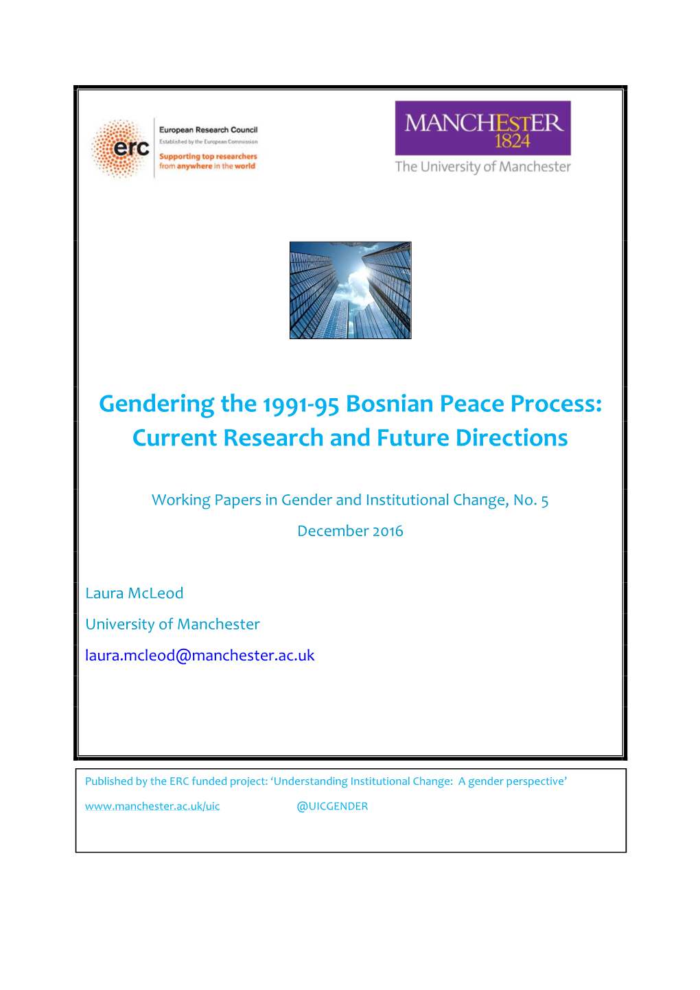 Gendering the 1991-95 Bosnian Peace Process: Current Research and Future Directions