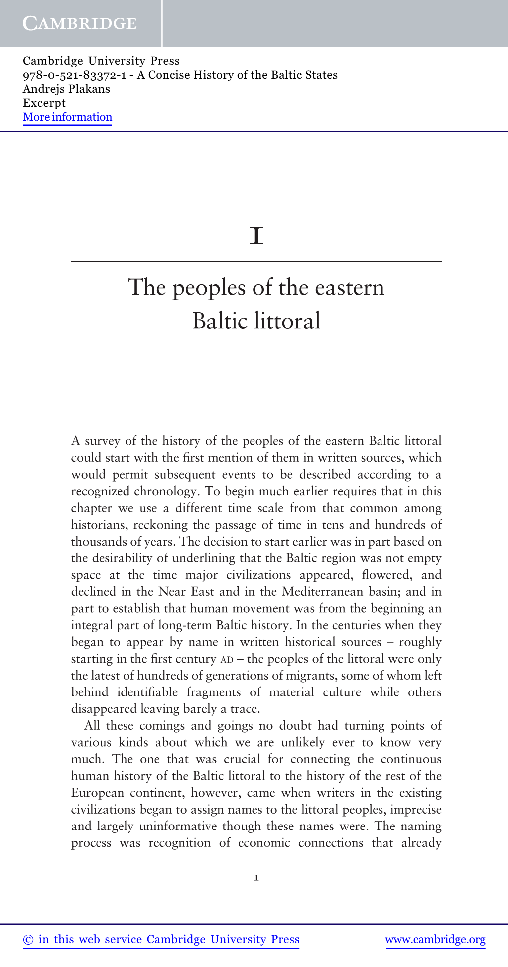 The Peoples of the Eastern Baltic Littoral