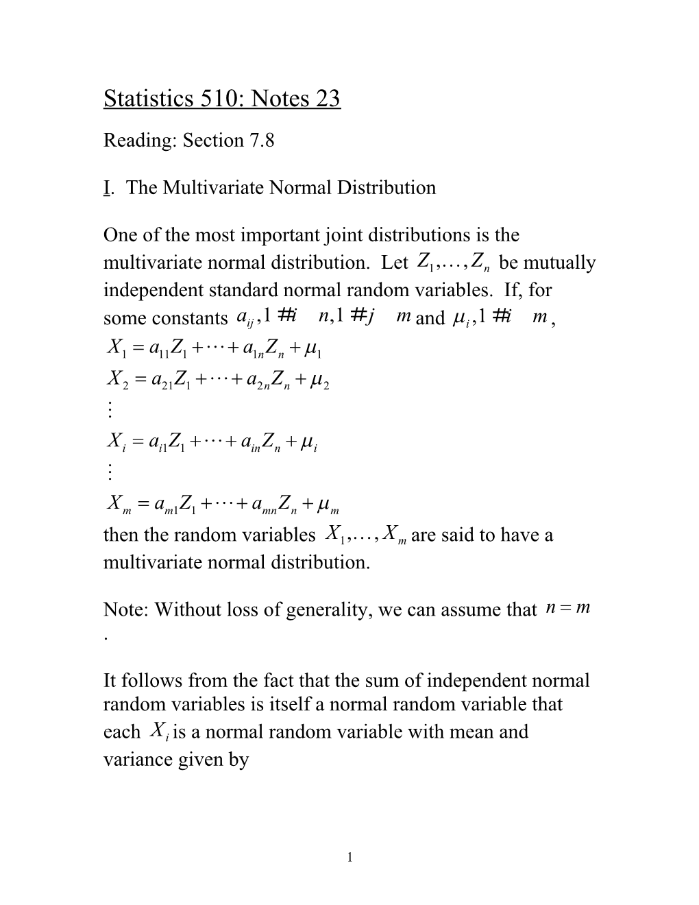 ORMAT Statistics 510: Notes 23