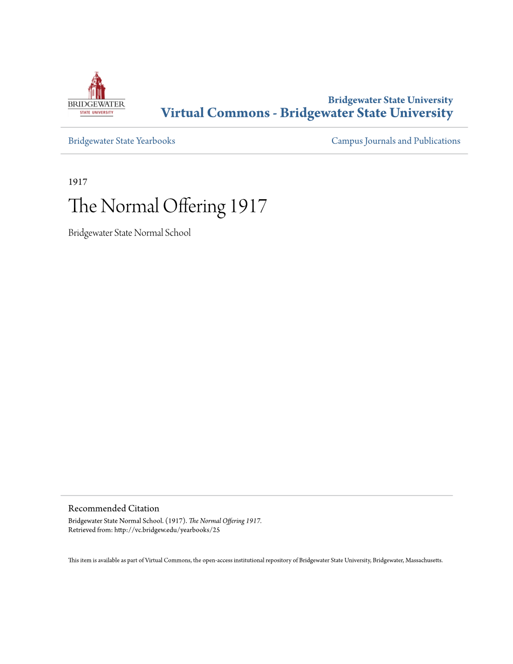 The Normal Offering 1917