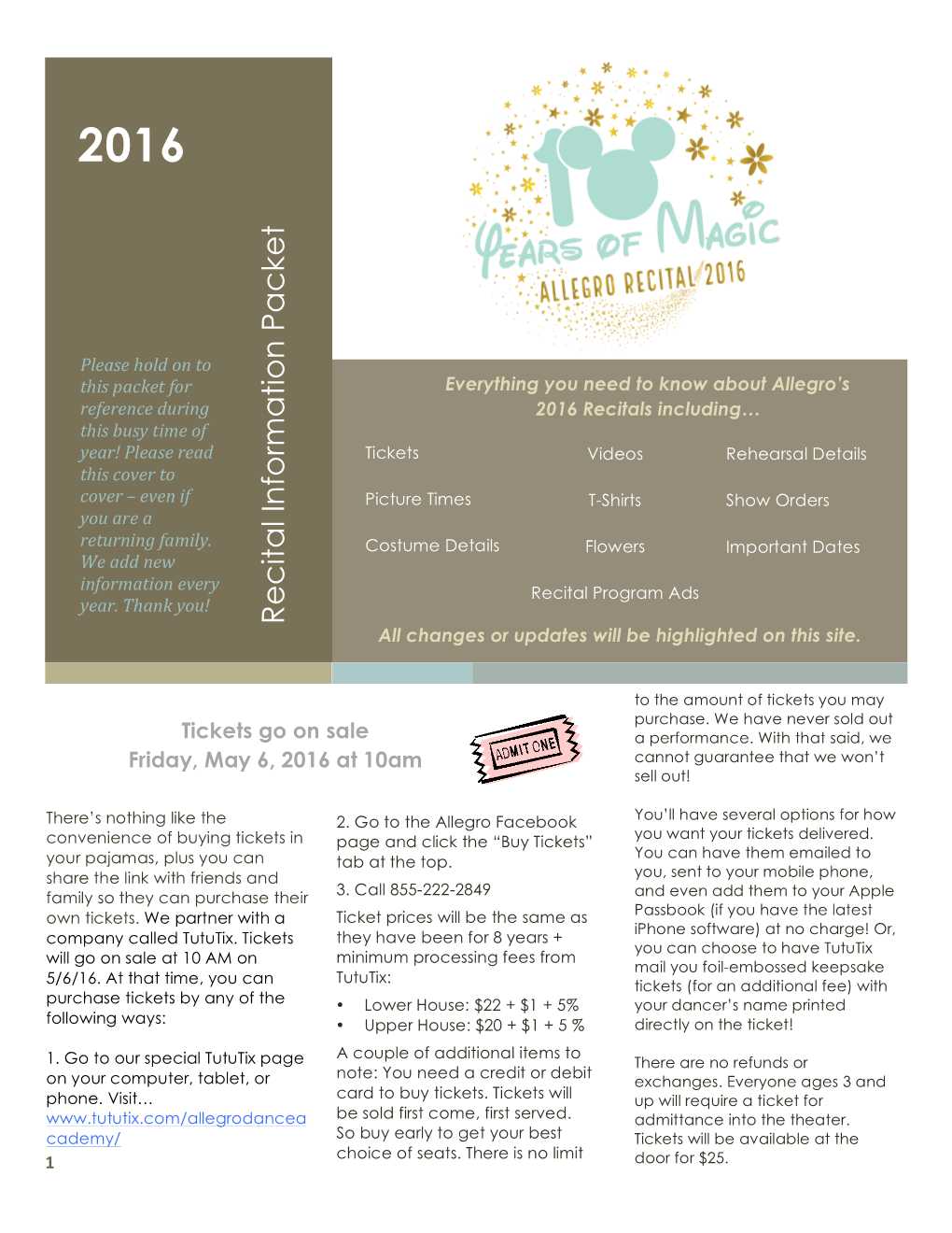 Recital Information Packet 2016 Version 1