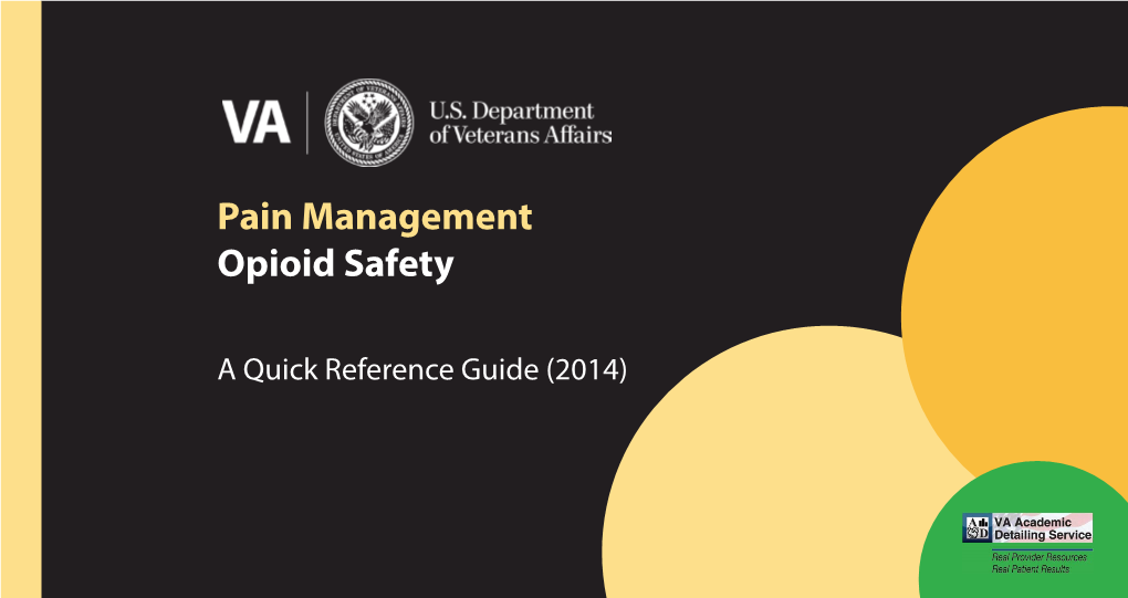 Pain Management Opioid Safety a Quick Reference Guide (2014)