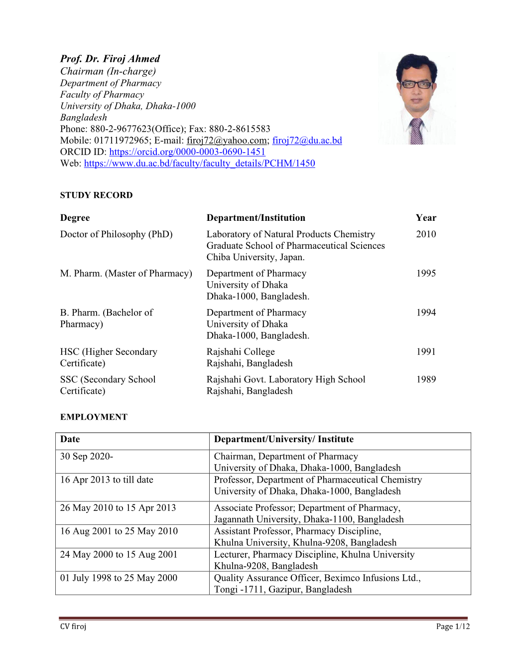 Curriculum Vitae Of