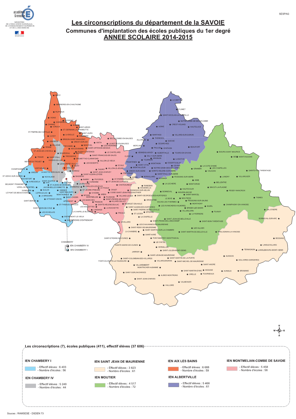 Les Circonscriptions Du Département De La SAVOIE ANNEE SCOLAIRE 2014-2015