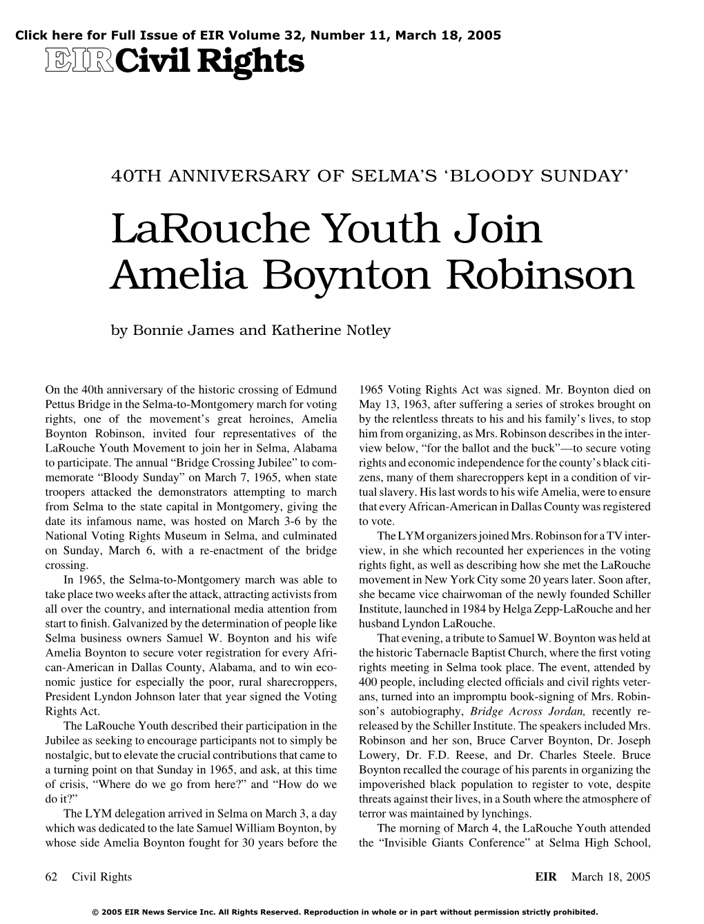 Larouche Youth Join Amelia Boynton Robinson