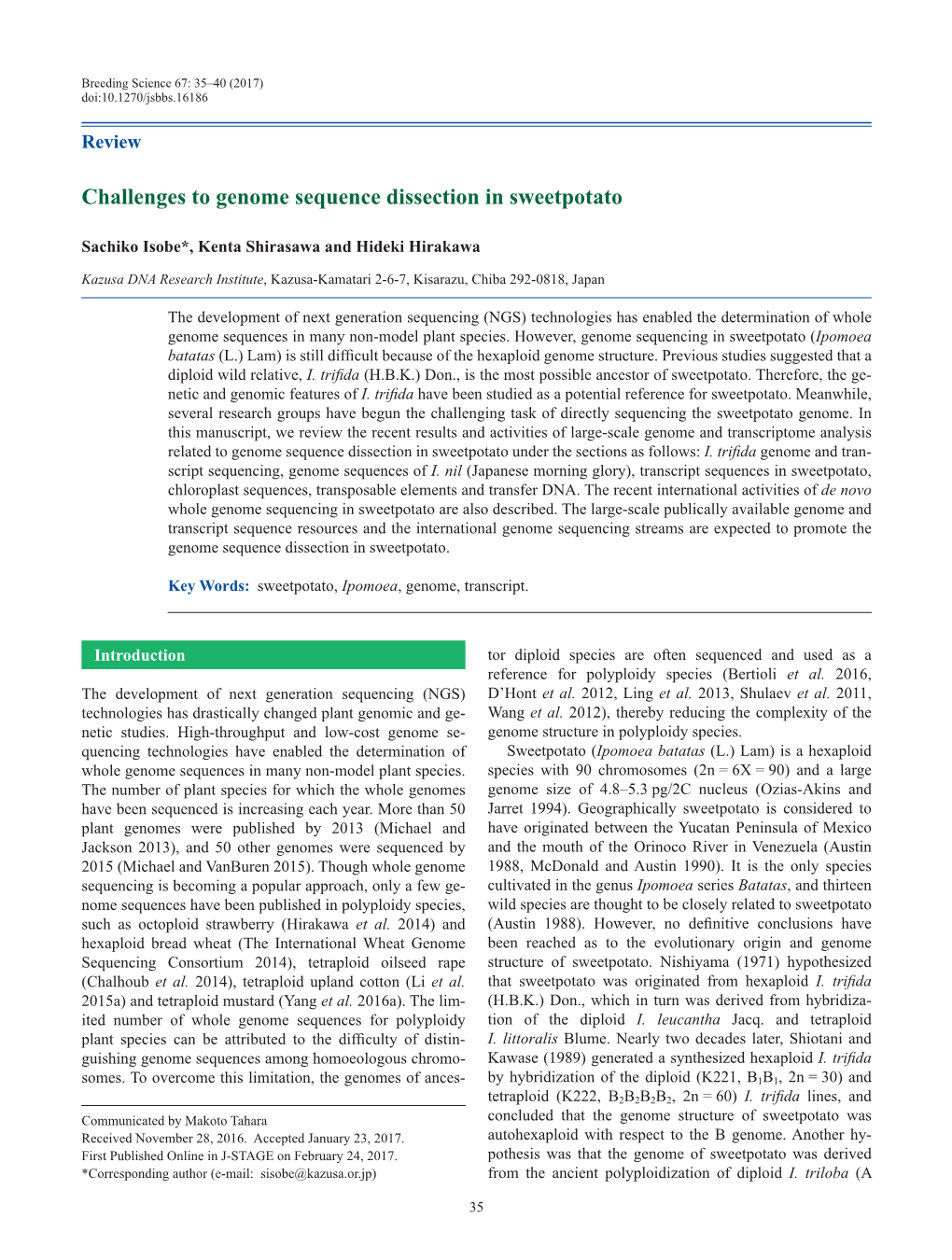 Challenges to Genome Sequence Dissection in Sweetpotato