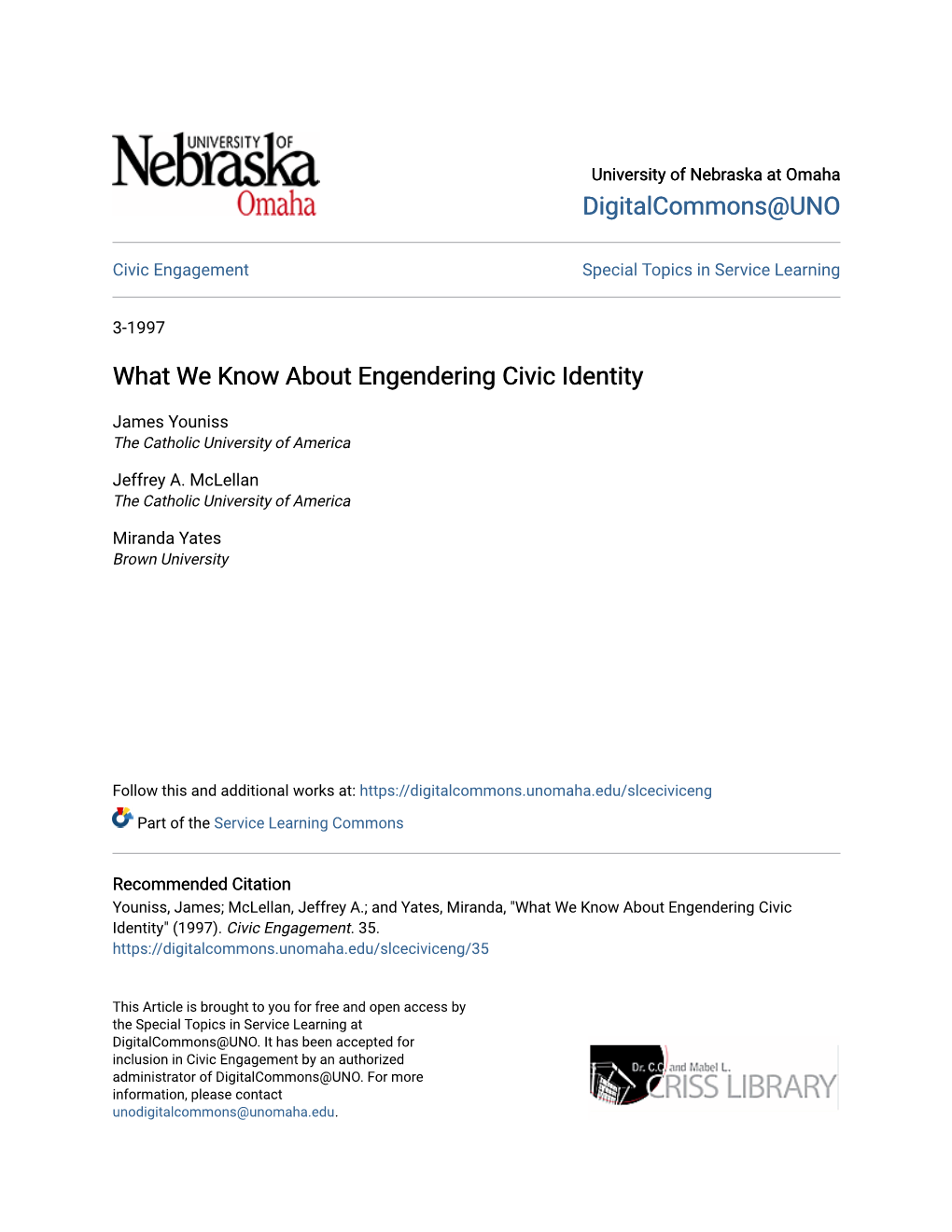 What We Know About Engendering Civic Identity