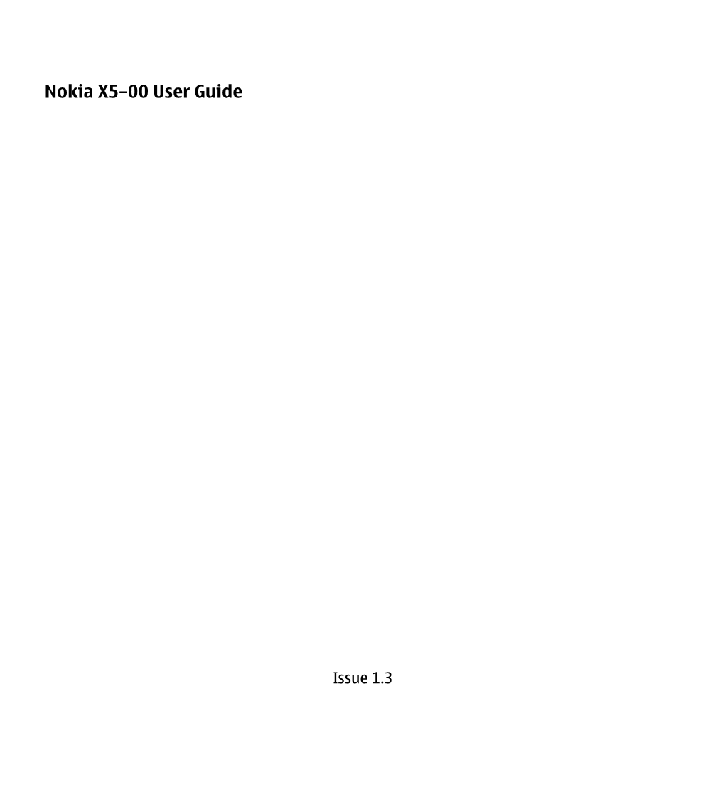 Nokia X5–00 User Guide