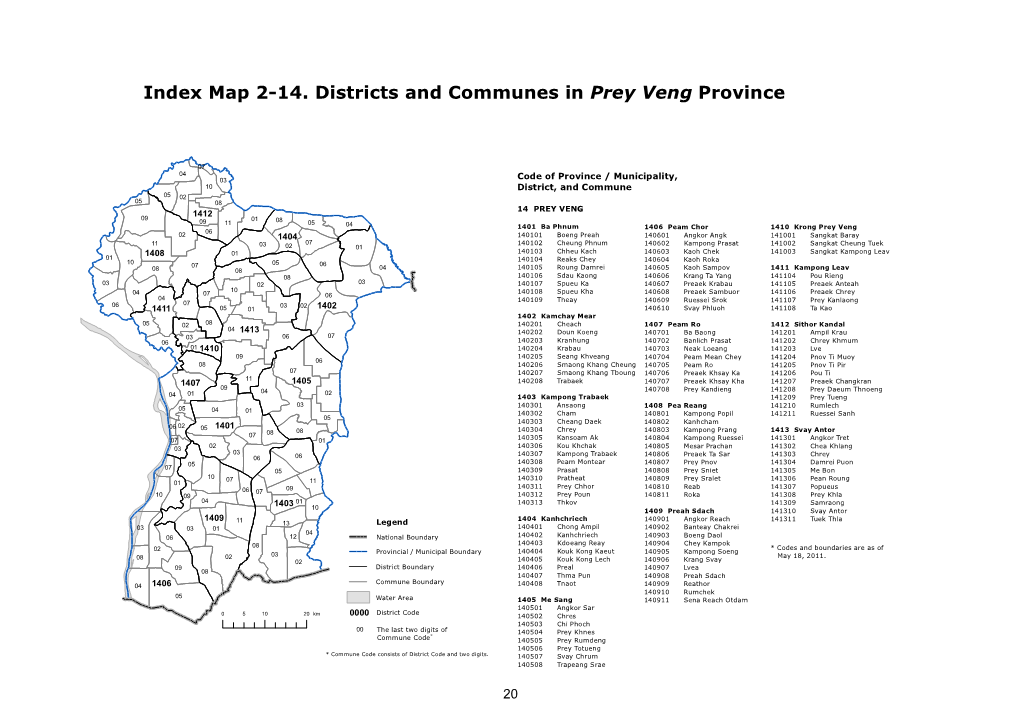 Index Map 2-14. Districts and Communes in Prey Veng Province